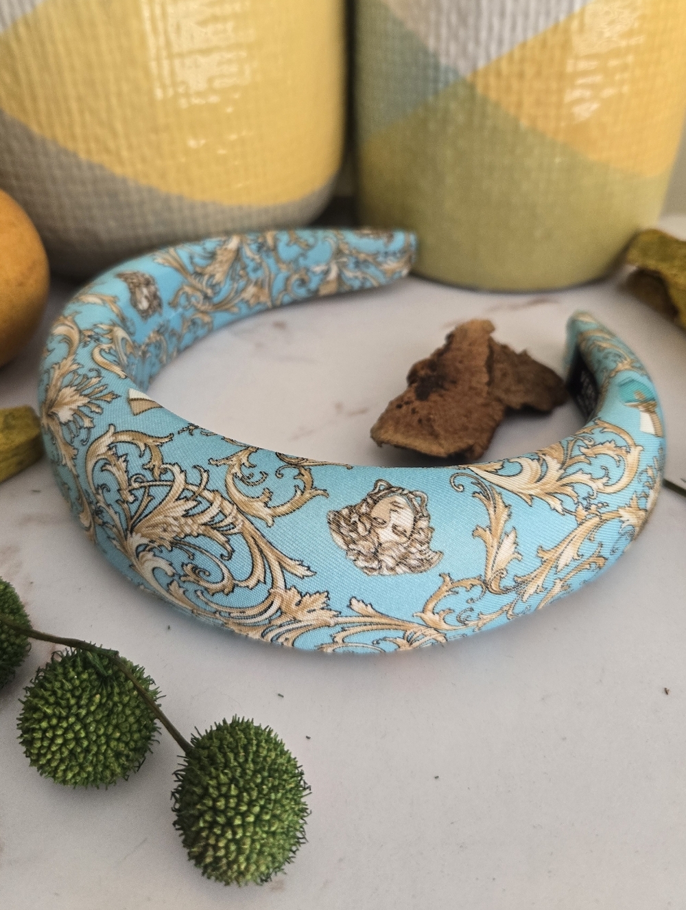 Versace Parfums Turquoise and Gold Baroque Padded Headband